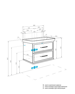 Тумба под раковину Aquaton Нео-Классика 85 1A286301NCR30