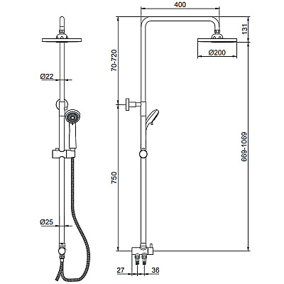 Душевой гарнитур Ledeme L2400