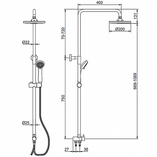 Душевой гарнитур Ledeme L2400