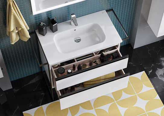 Тумба под раковину Roca Domi 80 белый глянец 2 ящика A857459806