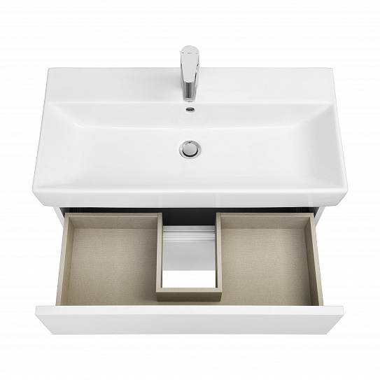 Тумба под раковину Roca Oleta 80 белый глянец, 2 ящика, A857640806