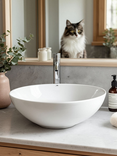 Раковина накладная 40 см круглая MONTEREY ZT-8022D (40х40) фарфор