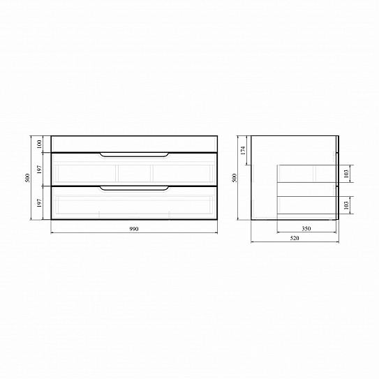 Тумба подвесная MIRSANT Soho Quadro 100 УТ000043819 (раковина Deep 100)