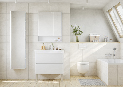 Тумба под раковину AQUATON Сканди 80 белый матовый, белый глянец 1A283001SD010