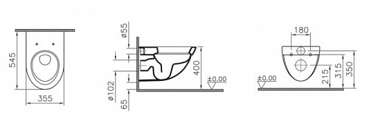 Унитаз подвесной с бидеткой Vitra Form 500* (без сиденья) 4305В003-0850