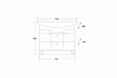 Тумба без раковины Onika СТИЛЬ 75.13 комбинированная (107512) (рак.184111)