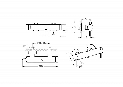 Смеситель для ванны/душа Vitra Origin A42619 цвет хром