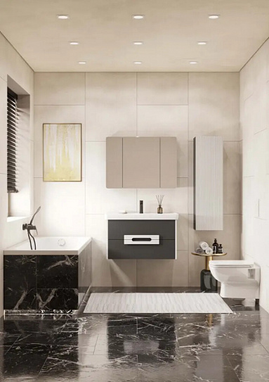 Тумба под раковину AQUATON Ар-Деко 85 серый кобальт