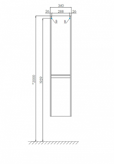 Шкаф пенал подвесной 35 см Акватон Лондри 1A236203LH010