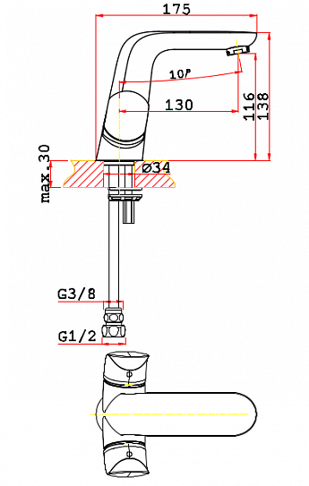 Смеситель для умывальника VRI Lido HG900821