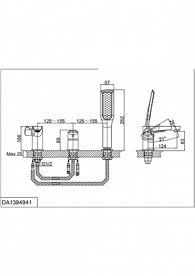 Смеситель на борт ванны d&k rhein.Marx Da1394941 врезной хром
