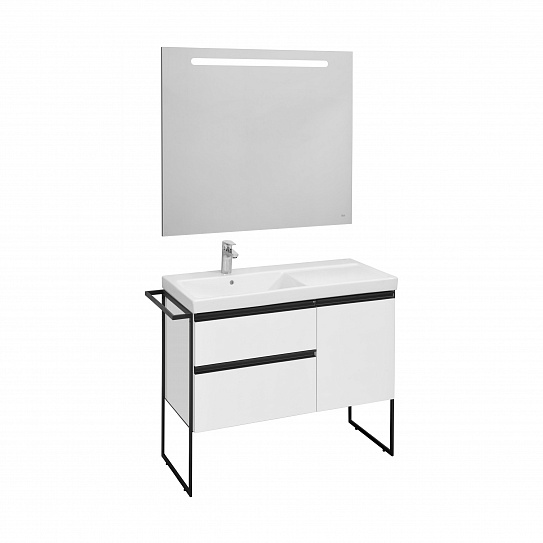 Тумба под раковину Roca Domi 100 белый глянец 2 ящика, левая A857477806