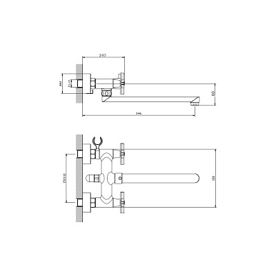 Смеситель для ванны с длинным поворотным изливом Rush Melville MV1135-51