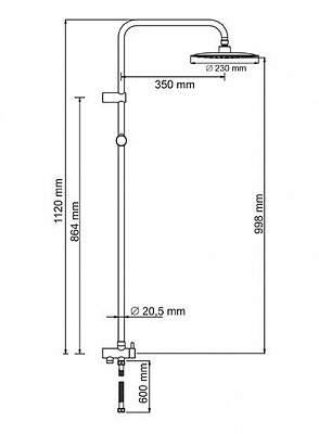 Душевой комплект, 112х53 см WasserKRAFT А041