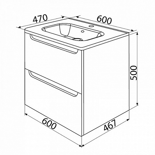 Тумба с раковиной 60 см IDDIS Edifice EDI60W0i95K