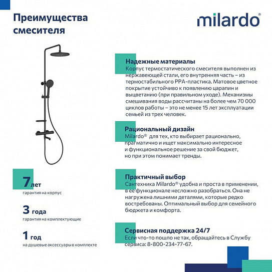 Душевая система с термостатом Milardo Ideal Spa ILSBLTHM06 цвет черный