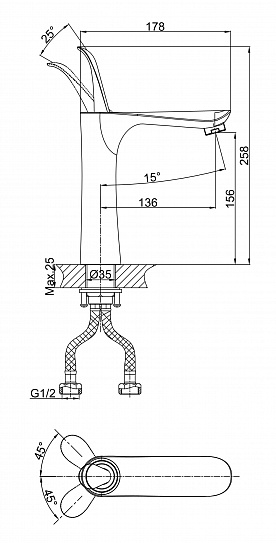 Смеситель для раковины D&K veniceBaciano Da1032641 хром
