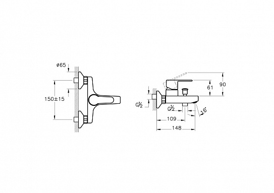 Смеситель для ванны/душа Vitra Win S A42676EXP