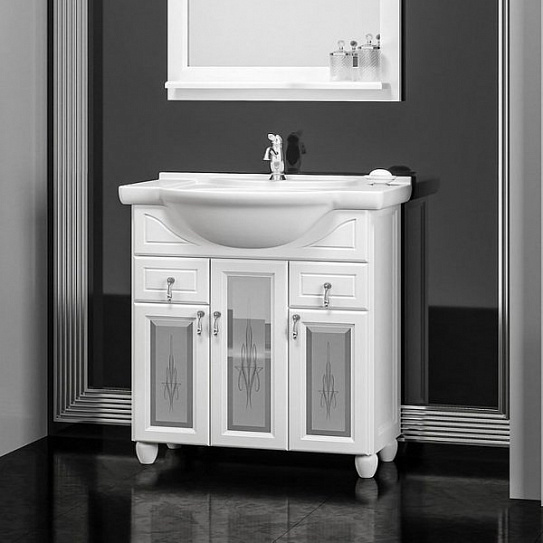 Тумба без раковины Opadiris Тибет 80, цвет белый, с худ.стеклом