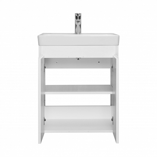 Тумба с раковиной AQUATON Сканди Doors 55 белый глянец/белый матовый 1A278801SD010