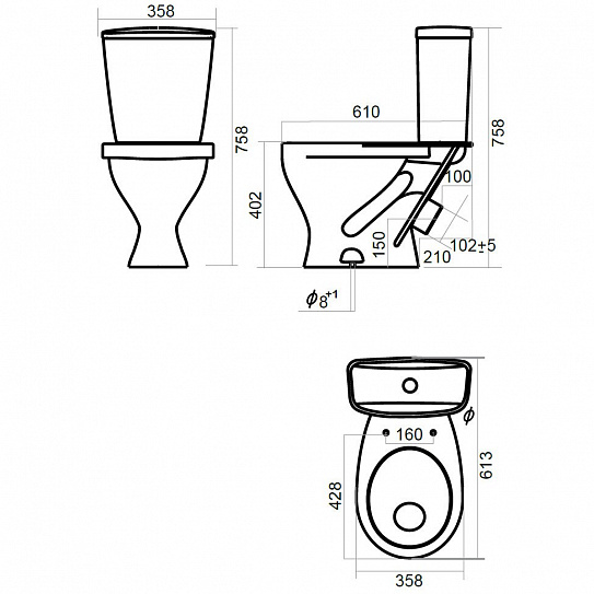 Унитаз-компакт Sanita Эталон (эконом) ETLSACC01090113