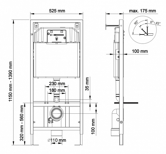 Инсталляция для подвесного унитаза Berges NOVUM без кнопки 040000