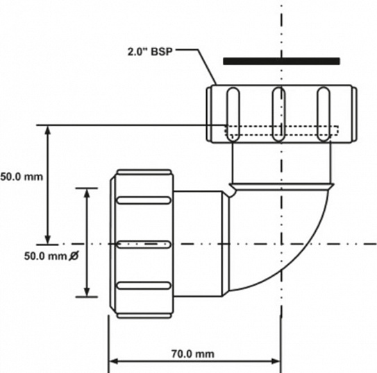 Отвод McALPINE 50 FS (D=50мм) на 90гр