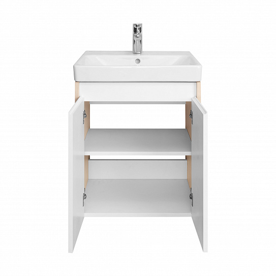 Тумба с раковиной AQUATON Сканди Doors 55 белый глянец/дуб верона 1A278801SDB20