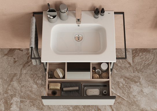 Тумба с раковиной Roca Domi 60 2 ящика серый матовый ZRU9307873