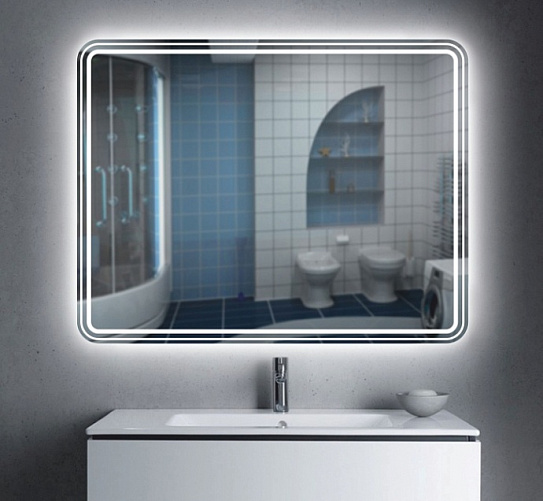 Зеркало с подсветкой Glassiko Simple Edelweiss 80х80 (с подсветкой, подогревом, сенсорное выключение)