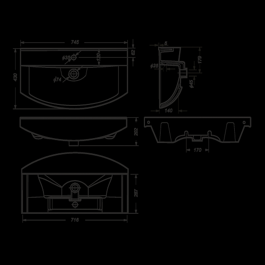 Раковина Sanita Luxe "Best" 75