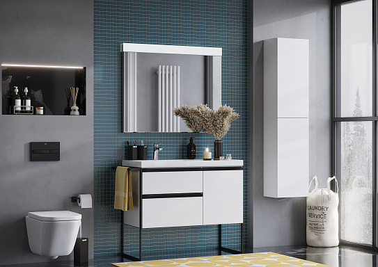 Тумба под раковину Roca Domi 100 белый глянец 2 ящика, левая A857477806