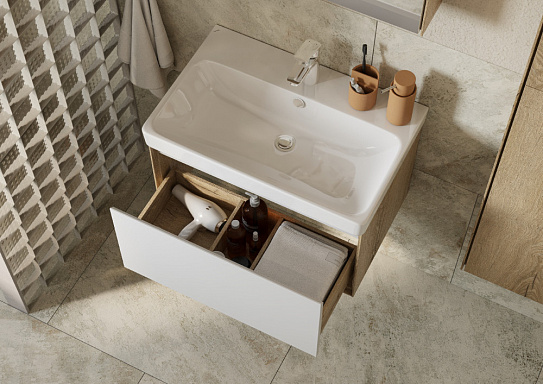 Тумба под раковину Aquaton Либерти 70 дуб эльвезия белый глянец 1A279801LYC70