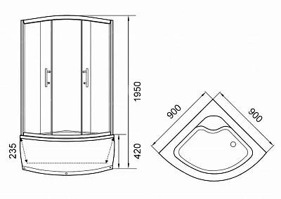 Душевой уголок Parly Z900 (90х90х195), Высокий поддон, Профиль хром, Стекло матовое с рисунком