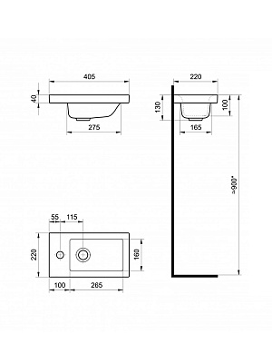 Раковина мебельная  AQUATON Миранда 40 фарфор 1WH302500 мини