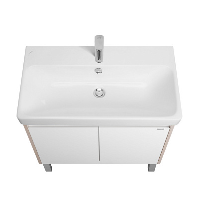 Тумба под раковину Сканди Doors 80 AQUATON белый глянец/дуб Верона 1A282901SDB20