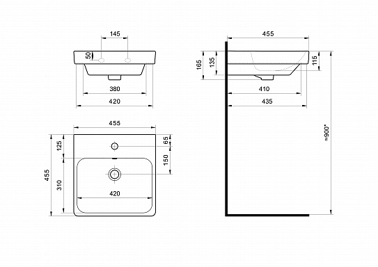 Тумба с раковиной AQUATON Сканди Doors 45 белый глянец/белый матовый 1A278701SD010