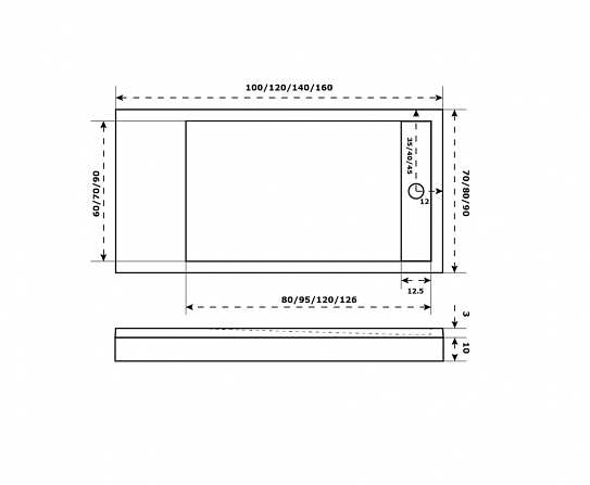 Поддон литьевой 160х80 Stella чёрный, прямоугольный GoodDoor, ЛП00164