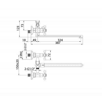 Смеситель для ванны Milardo Duplex DUPSBL2M10