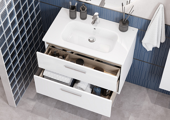 Тумба под раковину Roca Victoria 80 белый глянец 2 ящика A857470806