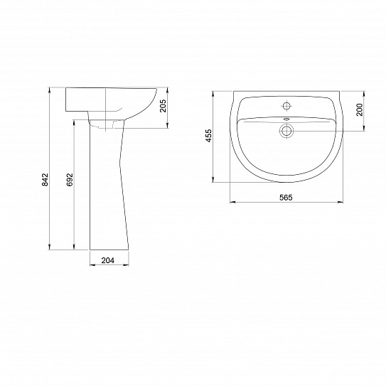 Раковина Santeri 56.5 Версия белый 131115S0011B0