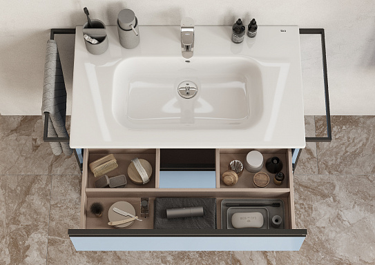 Тумба под раковину Roca Domi 80 2 ящика небесный синий матовый ZRU9307871