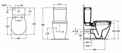 Ideal Standard Connect куб унитаз с биде + ст. микр-т (Е781701-7