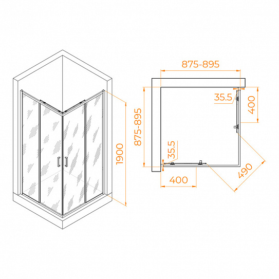 Душевой уголок 90х90 RGW PA-31, квадрат, хром, 02083199-11