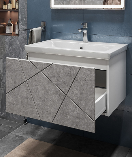 Тумба с раковиной Vigo Geometry 700-0-1 навесная бетон