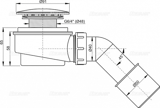 Сифон для душевого поддонa Alcaplast A471CR-60