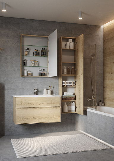 Шкаф навесной Aquaton Либерти дуб эльвезия 1A280003LYC70