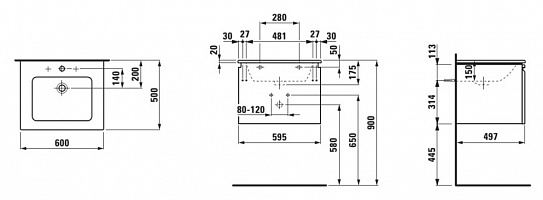 Тумба с раковиной Laufen PRO S 60x45 см белый матовый