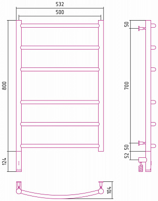 Полотенцесушитель электрический Сунержа Галант 3.0 800х500 МЭМ левый матовое золото 032-5800-8050