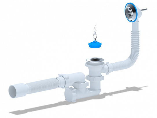 Сифон АНИ пласт для ванны регулируемый с выпуском 1 1/2